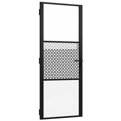 Porta Interna Nero 83 x 201.5 cm Vetro temperato, Alluminio - Foto 1