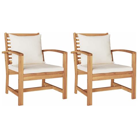 Sedie da giardino 2 pcs Naturale 60 x 65 x 76.5 cm - Foto 1