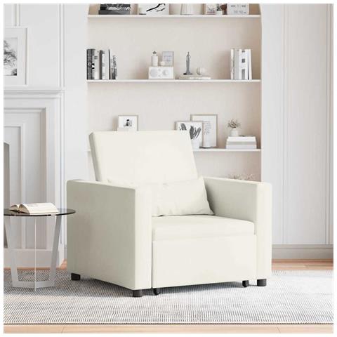 Divano Letto Singolo Crema 90 x 165 x 87 cm Velluto - Foto 2