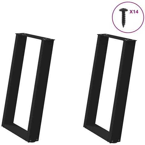 Gambe per tavolo da pranzo a forma di U 2 pz nere 50x(72-73) cm in acciaio - Foto 1
