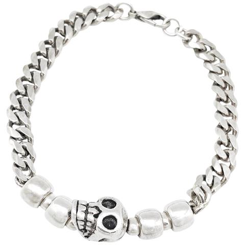 Bracciale A Catena Con Teschio 3d Placcato Argento - Foto 1