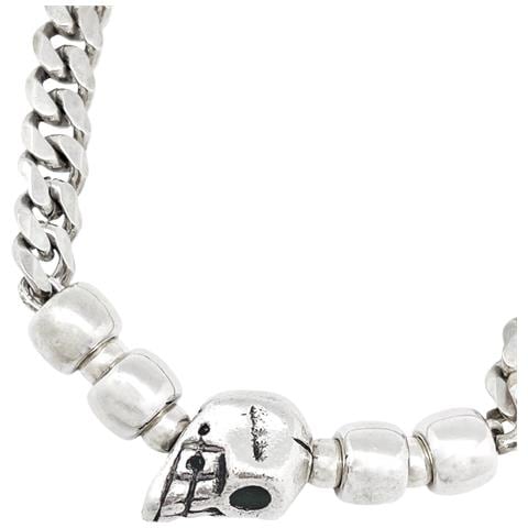 Bracciale A Catena Con Teschio 3d Placcato Argento - Foto 2