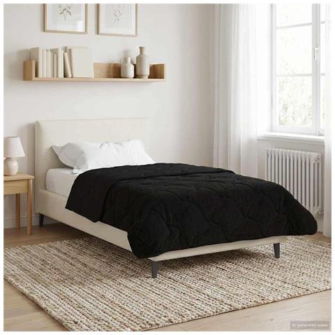 Duvet Estivo Nero 140 x 200 cm Microfibra e Fleece Teddy - Foto 2
