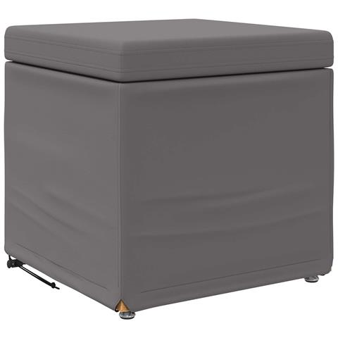 Pouf Grigio Pelle Sintetica e Legno Ingegnerizzato - Foto 1