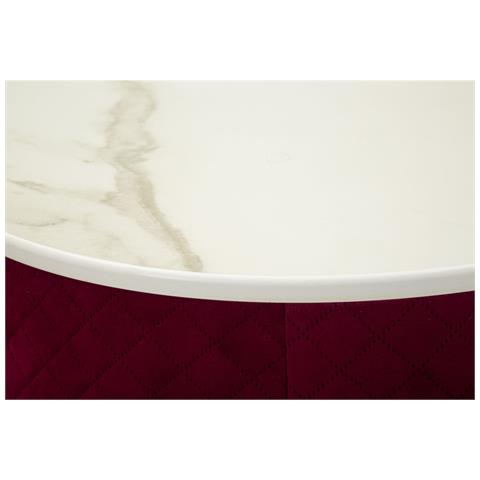 Comodino Toletta Vellit Rosso Con Pouf Abbinato In Velluto Matelassé E Oro Ø52x70 Cm - Foto 8