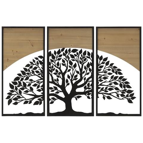 Pannello Da Muro Arc Albero Della Vita In Ferro E Legno, Set 3 Pezzi 105x70 Cm - Foto 1