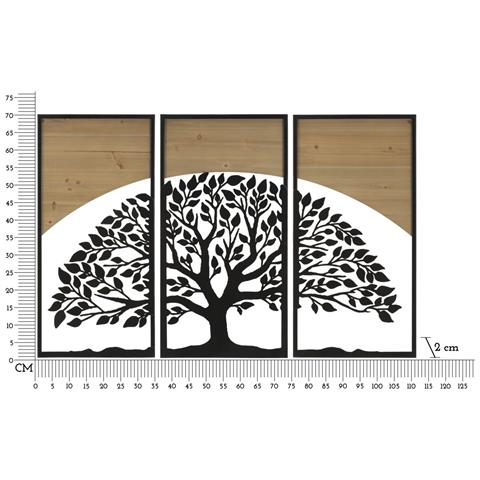 Pannello Da Muro Arc Albero Della Vita In Ferro E Legno, Set 3 Pezzi 105x70 Cm - Foto 6