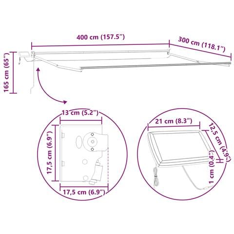 Struttura della tenda elettrica retrattile Antracite 4 × 3 m - Foto 9