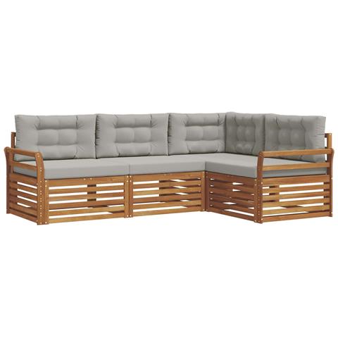 Set di divani da esterno 4 pcs Grigio Naturale e Chiaro - Foto 1
