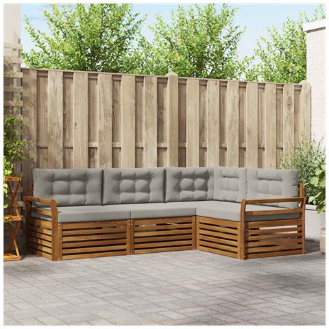 Set di divani da esterno 4 pcs Grigio Naturale e Chiaro - Foto 2