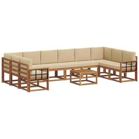 Set di divani da esterno con cuscino 11 pcs Naturale e Beige - Foto 1