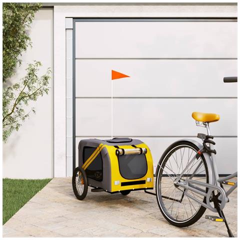 Rimorchio da Bici per Animali Giallo e Grigio Oxford e Ferro - Foto 2