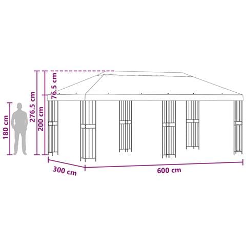 Gazebo con pareti laterali 6 x 3 m Marrone Poliestere e Acciaio - Foto 6