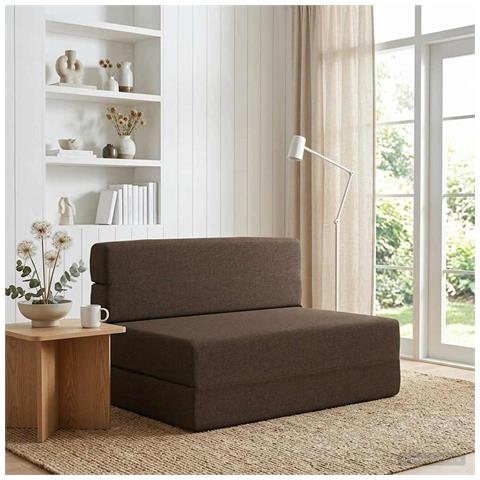 Divano Letto Pieghevole Tortora 100 x 80 x 60 cm Tessuto - Foto 2