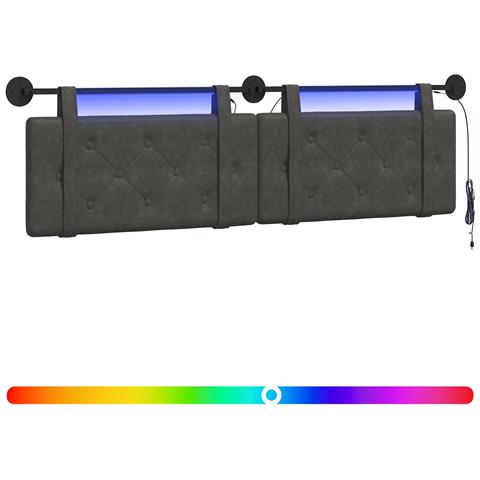 Testiera sospesa Con luce LED Nero PU Antico - Foto 1