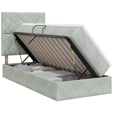 Letto con contenitore e materasso Grigio Chiaro 100 x 200 cm - Foto 1