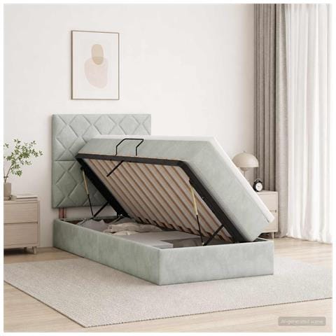 Letto con contenitore e materasso Grigio Chiaro 100 x 200 cm - Foto 2