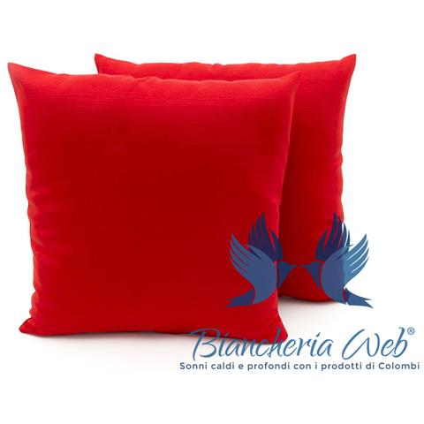 Coppia Cuscini Arredo Imbottiti Tessuto Ottoman In Tinta Unita Colore Rosso 20 50x50 Rosso 20 - Foto 1