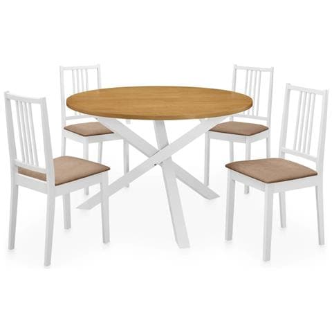 Set Per Sala Da Pranzo 5 Pz In Mdf Bianco - Foto 1