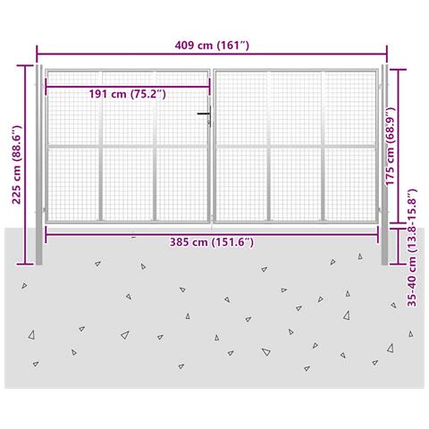 Cancello Per Giardino In Acciaio Zincato 415x225 Cm Argento - Foto 2