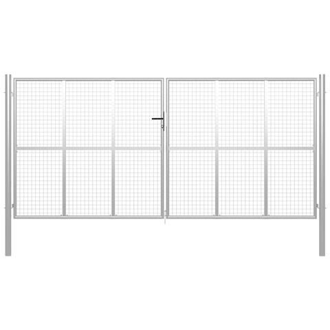 Cancello Per Giardino In Acciaio Zincato 415x225 Cm Argento - Foto 1