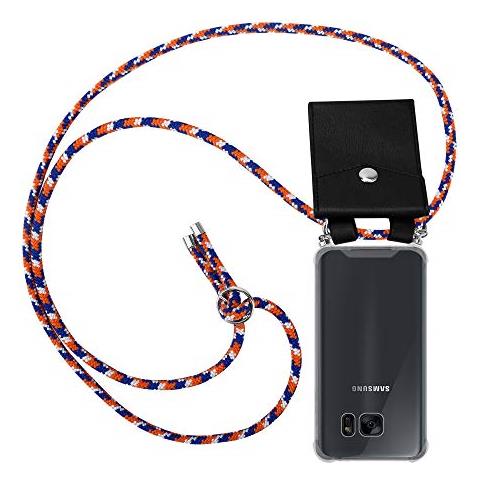 Catena Di Telefoni Cellulari Compatibile Con Samsung Galaxy S7 In Arancio Blu Bianco - Coperchio Protettivo In Silicone Con Anelli D'argento, Cinturino In Corda E Custodia Staccabile - Foto 1