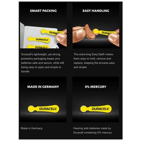6 Pile Per Protesi Acustiche Udito Sordità Batterie Per Apparecchi Acustici 10 Pr70 Blister Giallo Activair Hearing Aid Easy Tab - Foto 2