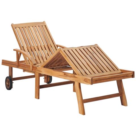 Sdraio 2 pz con Tavolo e Cuscino in Legno Massello di Teak - Foto 8