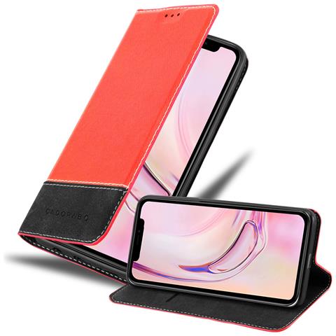 Custodia Compatibile Con Apple Iphone 13 Pro In Rosso Nero - Coperchio Protettiva Con Chiusura Magnetica, Funzione Stand E Tasca Per Le Carte - Foto 1