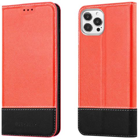 Custodia Compatibile Con Apple Iphone 13 Pro In Rosso Nero - Coperchio Protettiva Con Chiusura Magnetica, Funzione Stand E Tasca Per Le Carte - Foto 8