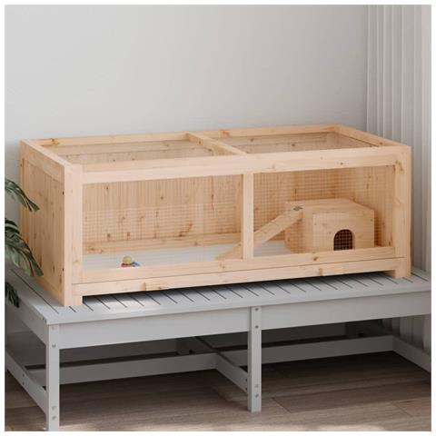 Gabbia per Criceti 104x52x38 cm in Legno Massello di Abete - Foto 2