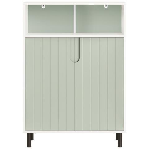 Mobiletto Bagno Armadietto Bagno Mobile Bagno Con 3 Ripiani E 2 Ante, Mobiletto Portaoggetti Mobile Contenitore Verde 60x30x87cm, Bzr138-gr - Foto 1