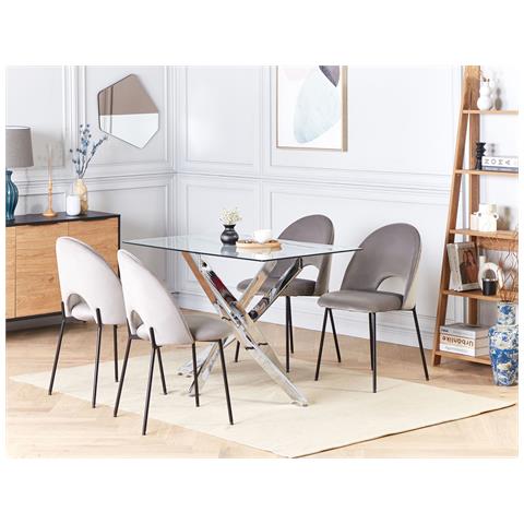 Tavolo Da Pranzo Maramo Argento 120 Cm 70 Cm Vetro Temperato - Foto 1