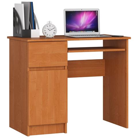 Scrivania per computer PIKSEL sinistro, 1 anta e 1 cassetto, 90x50x77 cm, Colore Ontano - Foto 1