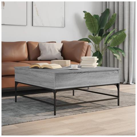 Tavolino Grigio Sonoma 95x95x45 Cm Legno Multistrato E Metallo - Foto 1
