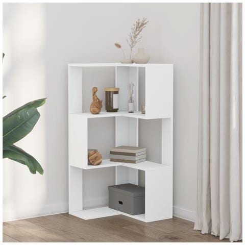 Libreria Angolare 3ripiani Bianca 50x50x102cm Legno Multistrato - Foto 3