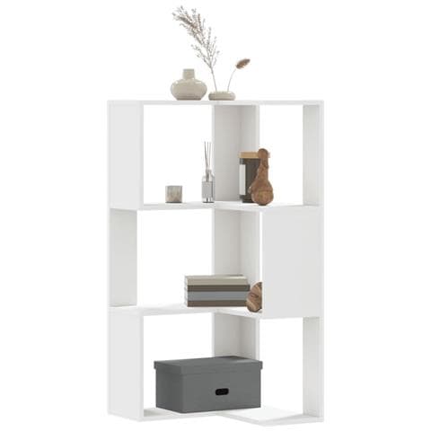 Libreria Angolare 3ripiani Bianca 50x50x102cm Legno Multistrato - Foto 1