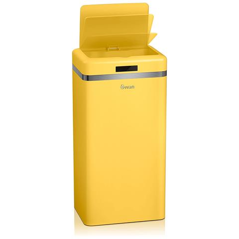 Swan Swka4500yelneu Retro Pattumiera Con Sensore Di Apertura Automatica, Metallo, 45 Litri, Vintage Giallo - Foto 2