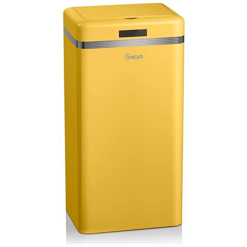 Swan Swka4500yelneu Retro Pattumiera Con Sensore Di Apertura Automatica, Metallo, 45 Litri, Vintage Giallo - Foto 1