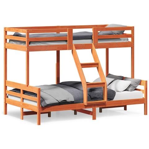 Letto A Castello 80x200/120x200 Cm Marrone Cera Massello Pino - Foto 2