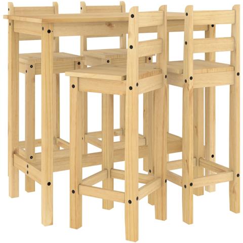 Set Da Bar 5 Pz In Legno Massello Di Pino - Foto 2