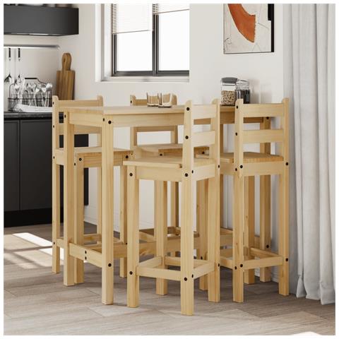 Set Da Bar 5 Pz In Legno Massello Di Pino - Foto 1