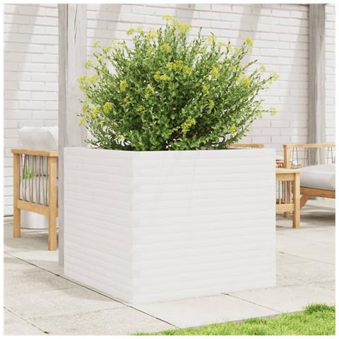 Fioriera Da Giardino Bianca 80x80x68,5cm Legno Massello Di Pino - Foto 3