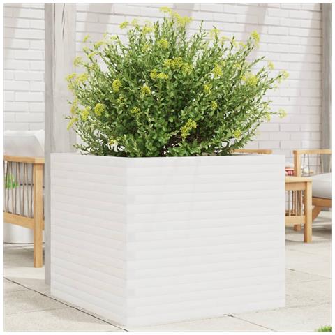Fioriera Da Giardino Bianca 80x80x68,5cm Legno Massello Di Pino - Foto 1