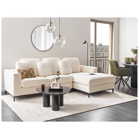 Divano Angolare 4 Posti Oslo Bouclé Bianco Lato Sinistro - Foto 1