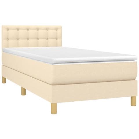 Letto a Molle con Materasso e LED Crema 100x200cm in Tessuto - Foto 8