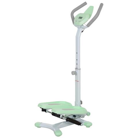 Stepper con Manubrio e Gradino Regolabile e Monitor LCD, in Acciaio e ABS, 48x38x108-118 cm, Verde - Foto 1