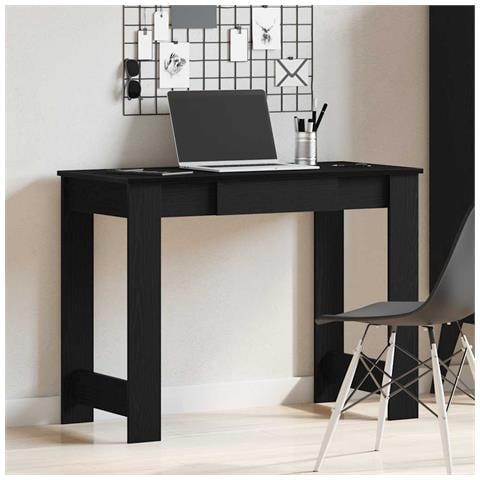 Scrivania Nera 100x45x75 Cm In Legno Multistrato - Foto 3