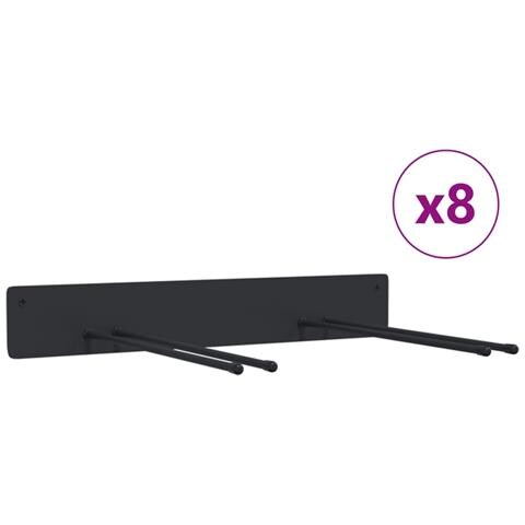 Portautensili Da Giardino A Muro 8 Pz Neri In Acciaio - Foto 2