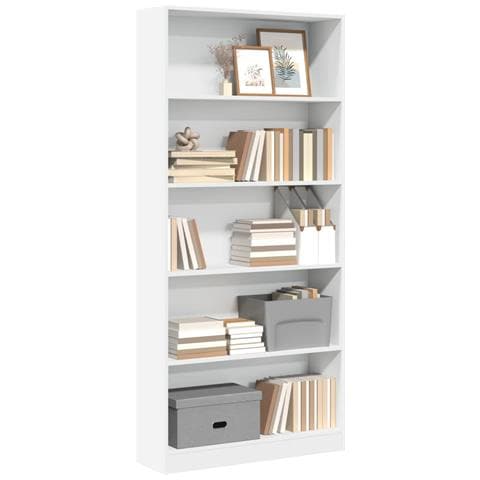 Libreria Bianca 80x24x176 Cm In Legno Multistrato - Foto 1